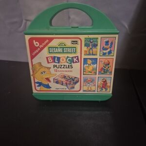 Vintage Sesame Street Block Puzzles - Green and Multicolor